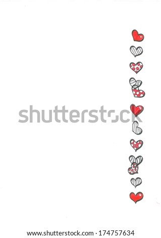Striped,dotted,colorful hearts side frame
