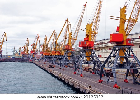 Lifting cranes in the port of Odessa, Black Sea
