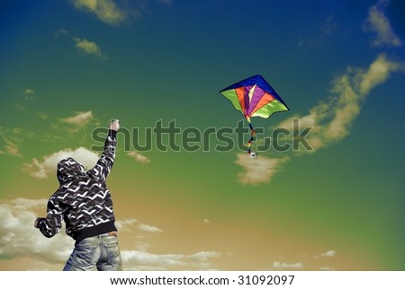 Person flying a kite