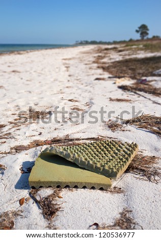Foam Mattress Litter on a Beach