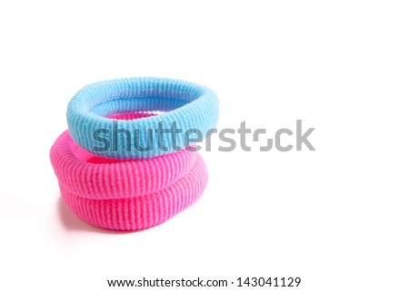three stack of rubber hair/colours bands/rubber hair
