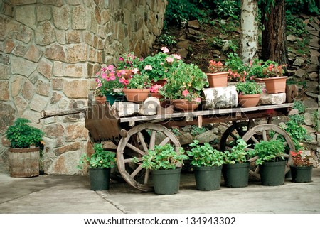 the cart with flowers