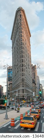NEW YORK - SEP 10: Flatiron Building on September 10, 2010 in New York. The Flatiron Building is located at 175 Fifth Avenue in the borough of Manhattan, New York City