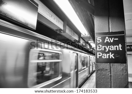 Fifth Avenue - Bryant Park subway station interior, Manhattan.