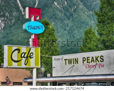 SNOQUALMIE, WA - AUG 22:Cafe Twin Peaks on August 22, 2006 in Snoqualmie, WA. The cafe became famous after Twin Peaks TV series.