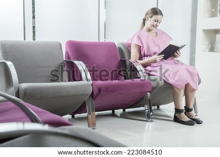 Woman in the hospital waiting room waiting to be examined.