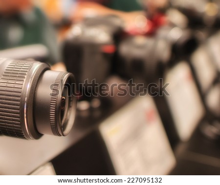 DSLR camera in a photographic shop.
