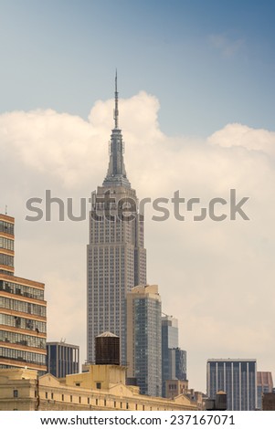 Skyline of New York from street level.