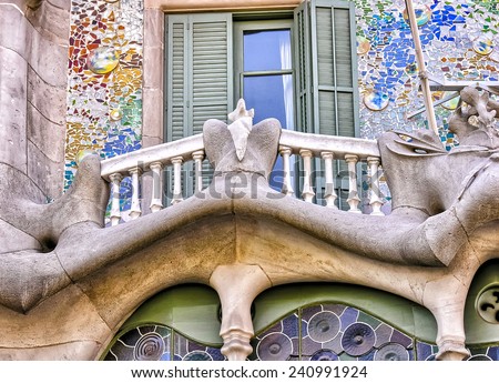 BARCELONA, SPAIN - MAY 24: Casa Batllo Facade. The famous building designed by Antoni Gaudi is one of the major touristic attractions in Barcelona. May 24, 2005 in Barcelona, Spain.