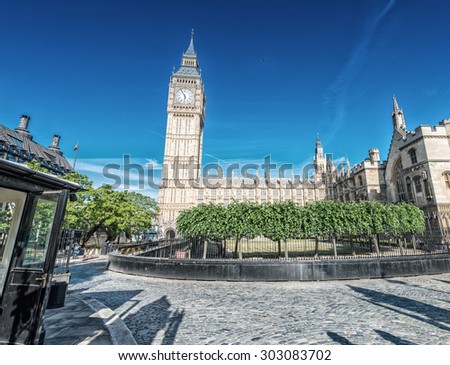 London, UK. Houses of Parliament on a beautiful summer day.