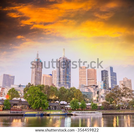 Melbourne, Australia. Beautiful city skyline at sunset.