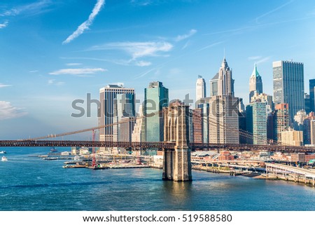 Lower Manhattan skyline as seen from Brooklyn.