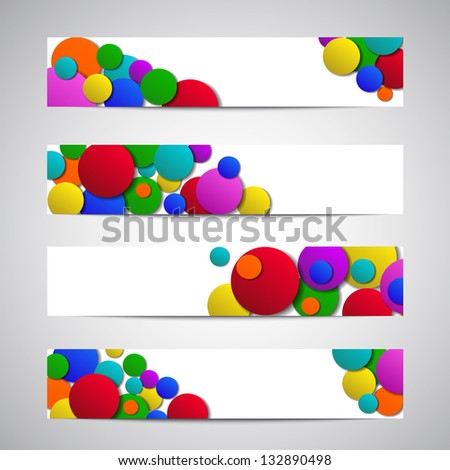 Set of leaflets with colored circles. Raster version.