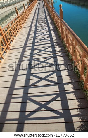 long lagoon bridge with the play of light and shadow