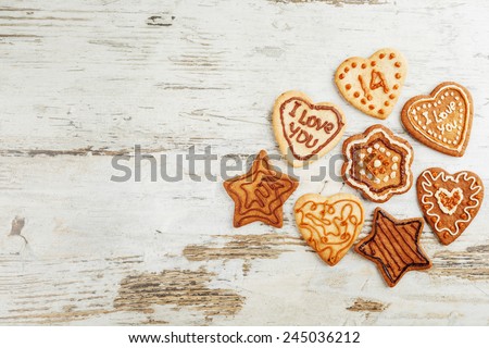 Cookies on a wooden background, handmade. Please download my images! Thank you so much