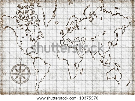 computer generated  old map of the world