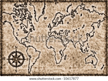 computer generated old map of the world