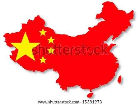 of Chinese flag on country