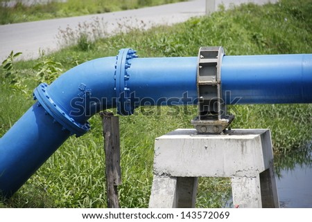 blue water supply pipeline was joint and hold with  pedestal cement