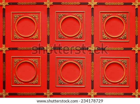 beautiful red art ceiling with floral pattern