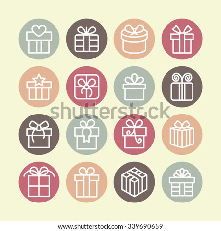 Gift icons / Present icons / Birthday gift / Holiday gift icons / celebration icons / Christmas gift icons / Decoration icons / Gift box icons / Gift pictogram / Party gift / Celebrate gift