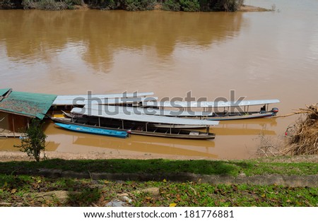 Boats  in Kuala Tembeling to Taman Negara National Park. Malaysia