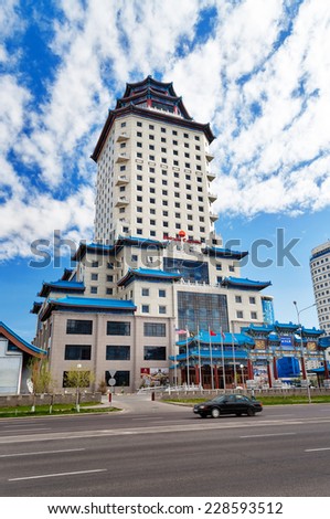 ASTANA, KAZAKHSTAN - MAY 10, 2014: Beijing Palace Soluxe Hotel Astana is a luxury five-star hotel, located in a new economic and cultural development zone, near the residence of the President
