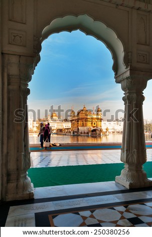 AMRITSAR, INDIA, DEC - 7, 2014: Golden Temple (Harmandir Sahib also Darbar Sahib). Golden Temple is the holiest Sikh gurdwara located in the city of Amritsar, Punjab, India.