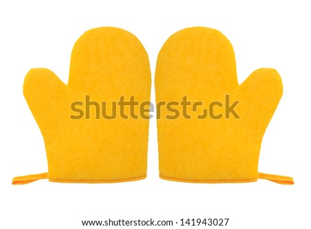 double oven glove mitt red color and isolated on white background