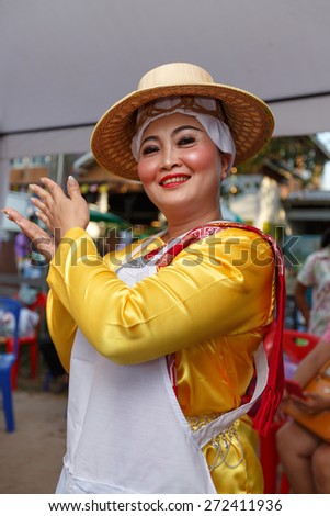 RAYONG, THAILAND - APRIL 3:Unidentified thai people dress retro in annual cultural event on April 3, 2015 at Rayong, Thailand.