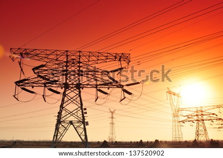 High voltage towers and power lines