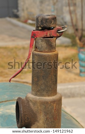 Rusting industrial valves and close-up pictures