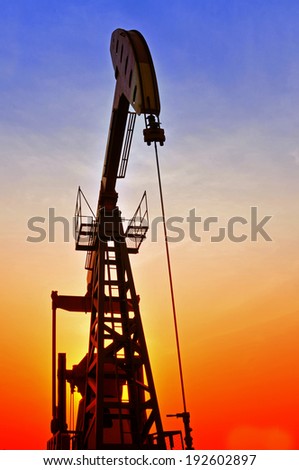Oil pump in the orange sunset, taken in the luanhe river south excrementum bombycis mouth, in the north of China