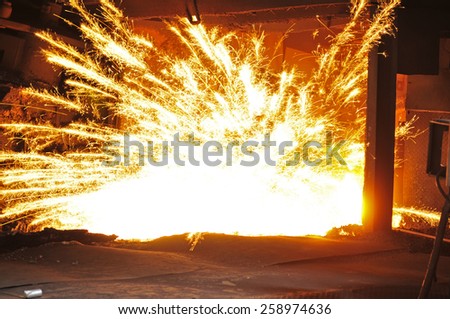 Steel blast furnace taphole spewed molten iron