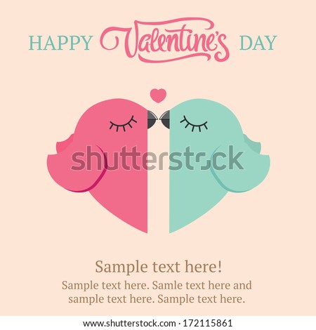 Two birds in love Valentine's day postcard Free space for text message Vector illustration Two birds in love Valentine's day postcard Free space for text message Vector illustration