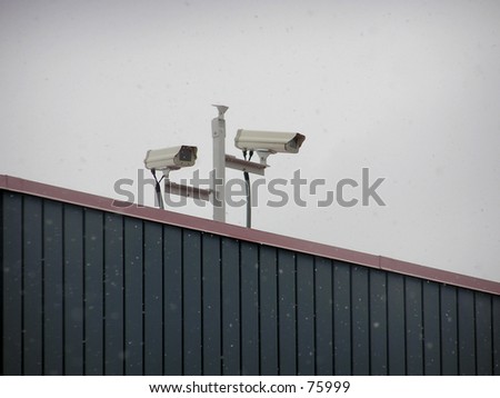 Security cameras atop of the retail store in my city.