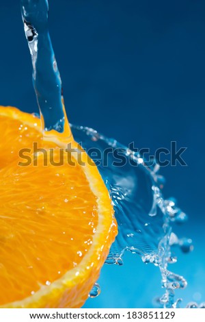 Orange splash Blue background