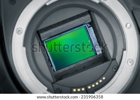 Exposed APS-C image sensor, mirror lifted up.