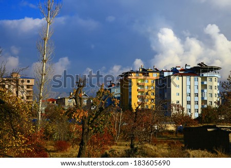 Apartment Buildings in Van, Turkey. Autumn.