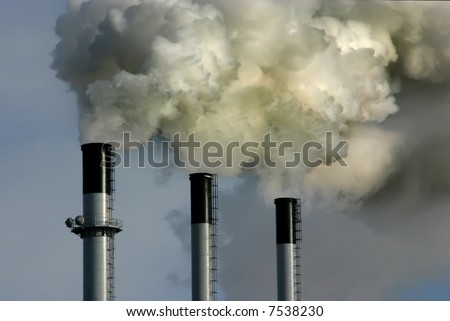 Coal plant emitting pollution. Burning coal is a leading cause of smog, acid rain, global warming, and air toxics.
