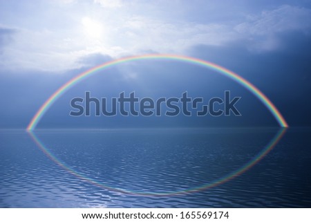 Rainbow over surreal water scape
