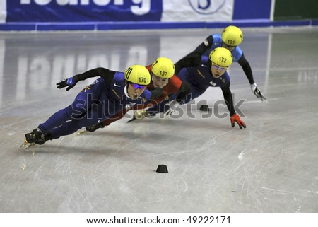 SOFIA, BULGARIA - MARCH 21:  LEE Ho-Suk (KOR) won the world title in 1000m at the ISU World Short Track Championships on March 21, 2010 in Sofia, Bulgaria.