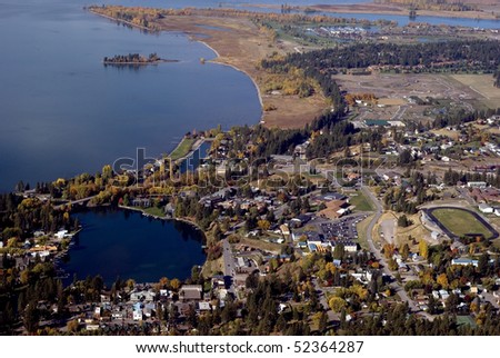 aerial view of small town in Western USA