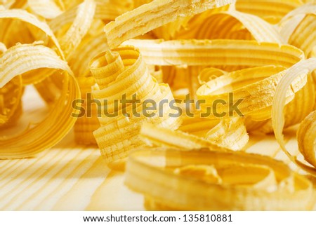 composition of wooden shavings on pine boards