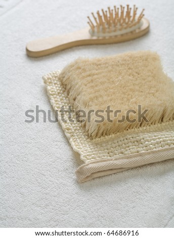 two objects on white towel