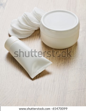 white objects on wooden background