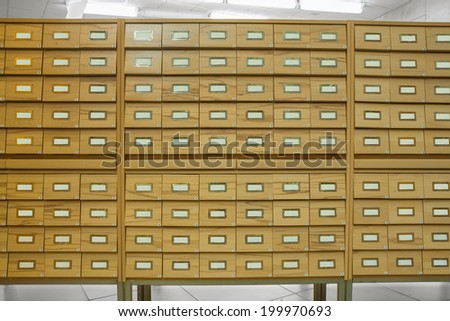 library wooden card catalog