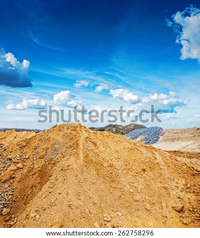 view on the pile of construction sand construction concept