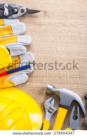 vertical view organized copyspace with construction tools