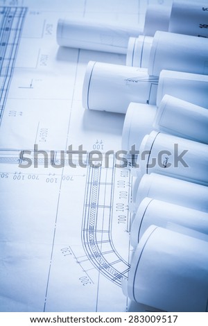 Set of architecture construction drawings maintenance concept